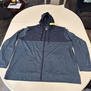 Men's Soft Stretch Hooded Full Zip Top - All In Motion XXL Dark Blue